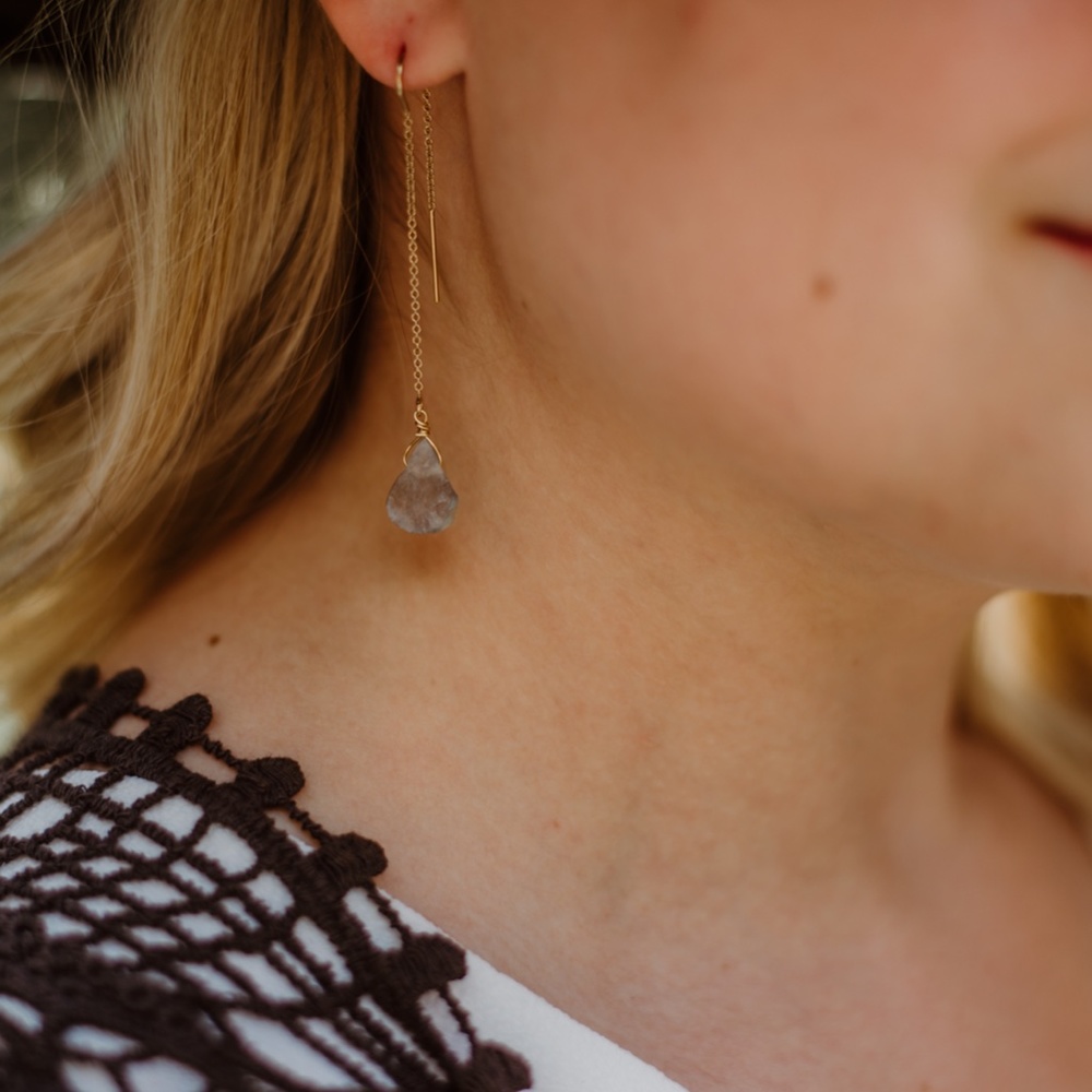 Labradorite Thread Earrings - Picture 2 of 2